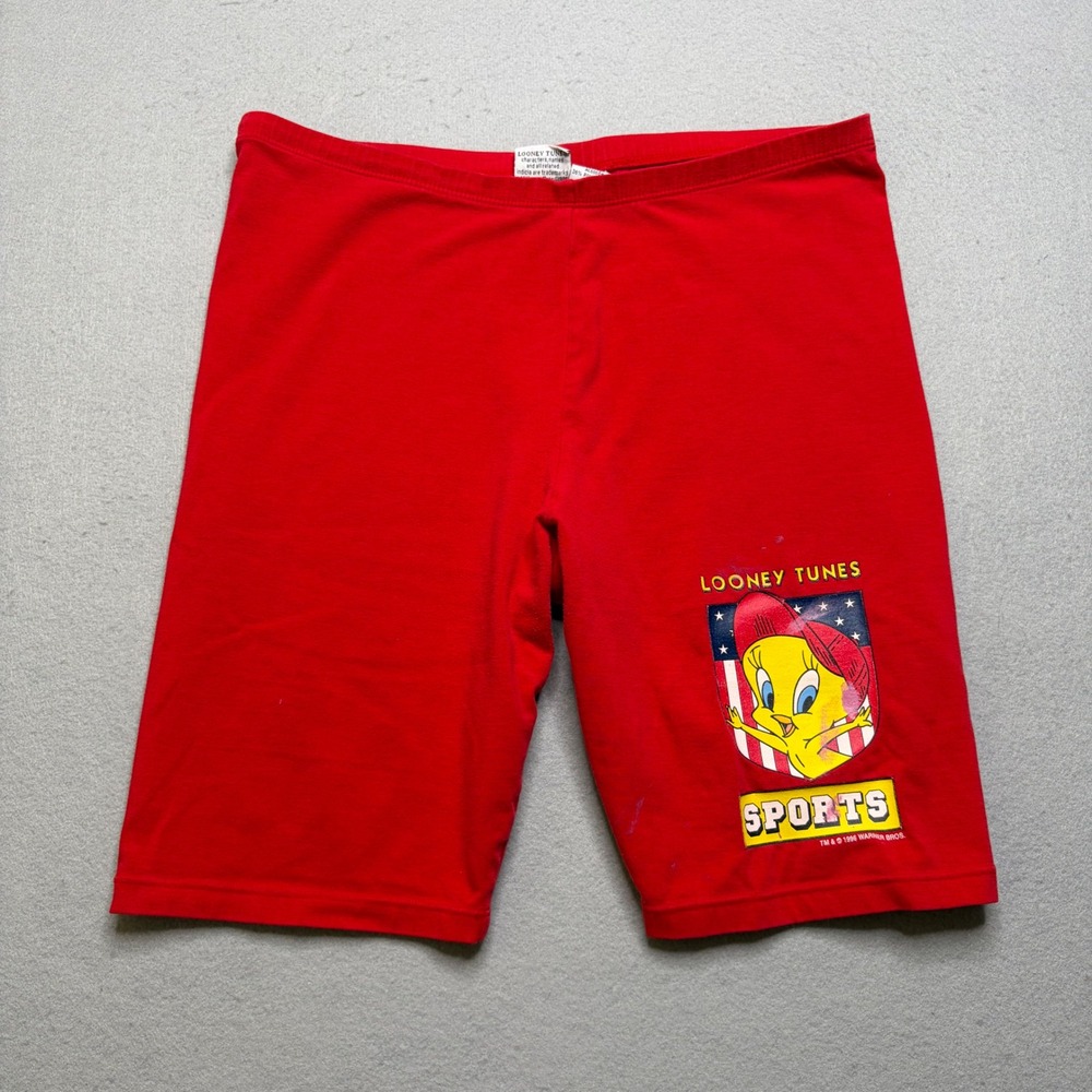 Looney Tunes Bike‎ Shorts Womens L Red Tweety Bird Sports Vintage 90s 1996
